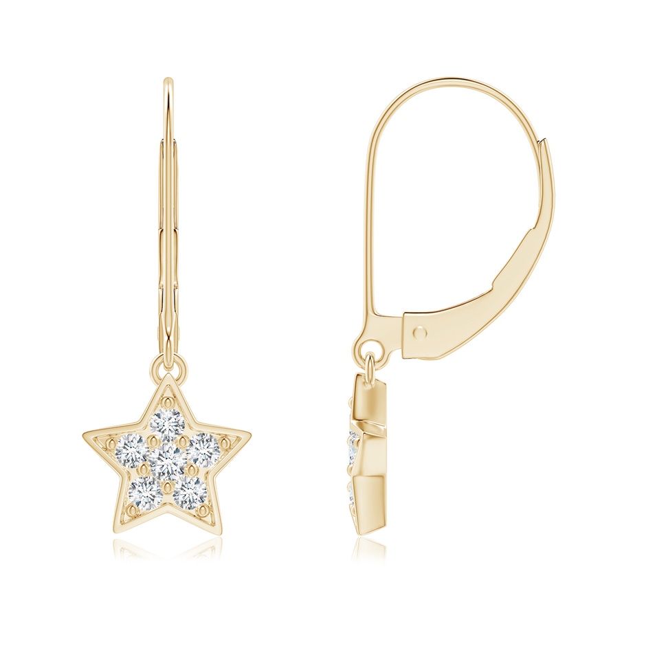 1.95mm GVS2 Pave-Set Diamond Star and Moon Leverback Earrings in Yellow Gold side-1
