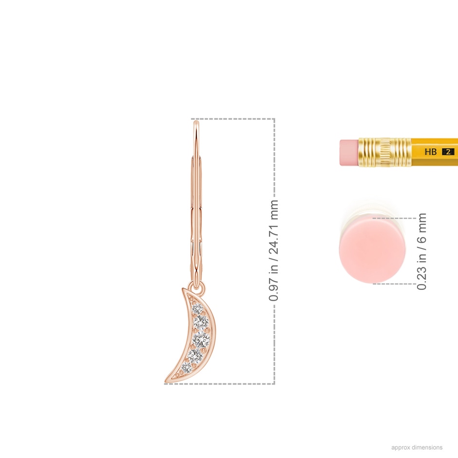 1.95mm IJI1I2 Pave-Set Diamond Star and Moon Leverback Earrings in Rose Gold ruler
