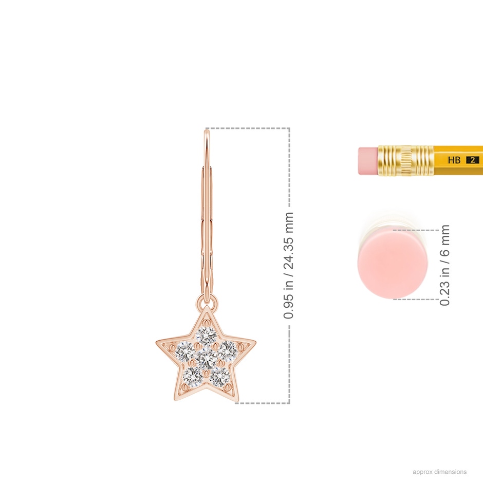 1.95mm IJI1I2 Pave-Set Diamond Star and Moon Leverback Earrings in Rose Gold ruler-1