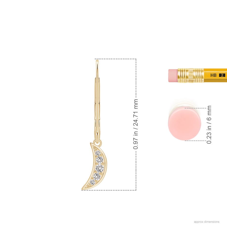1.95mm IJI1I2 Pave-Set Diamond Star and Moon Leverback Earrings in Yellow Gold ruler