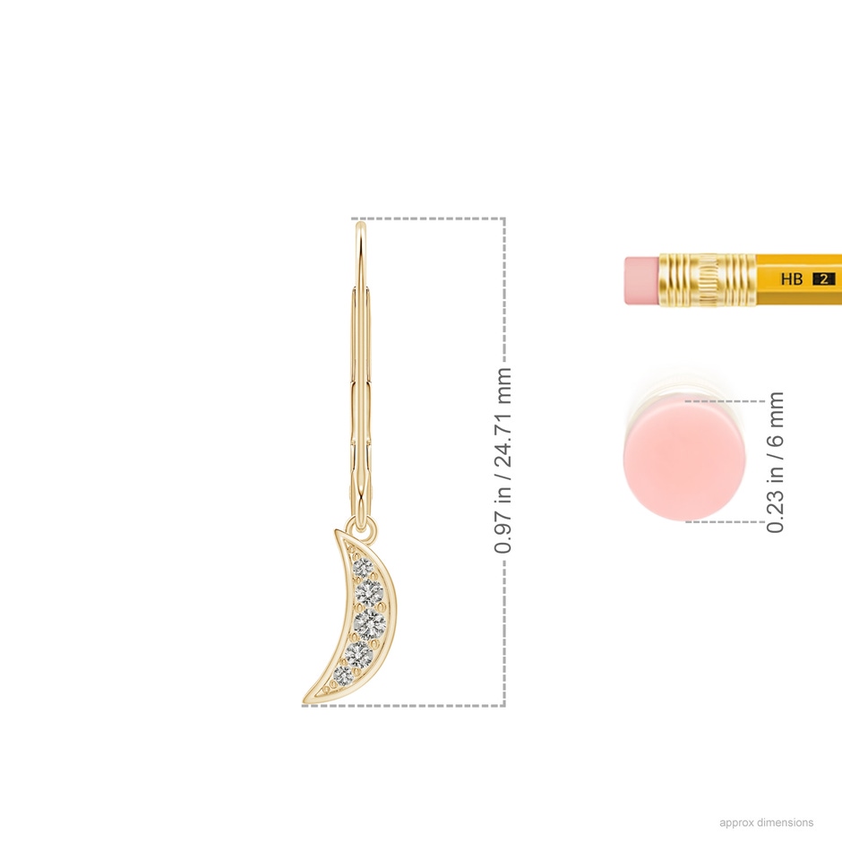 1.95mm KI3 Pave-Set Diamond Star and Moon Leverback Earrings in Yellow Gold ruler