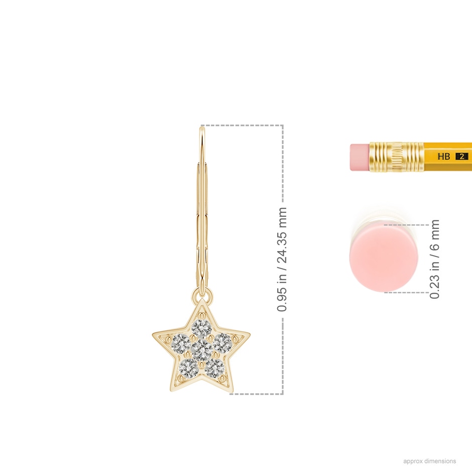 1.95mm KI3 Pave-Set Diamond Star and Moon Leverback Earrings in Yellow Gold ruler-1
