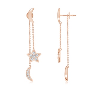 1.95mm GVS2 Pave-Set Diamond Star and Moon Front-Back Dangle Earrings in Rose Gold