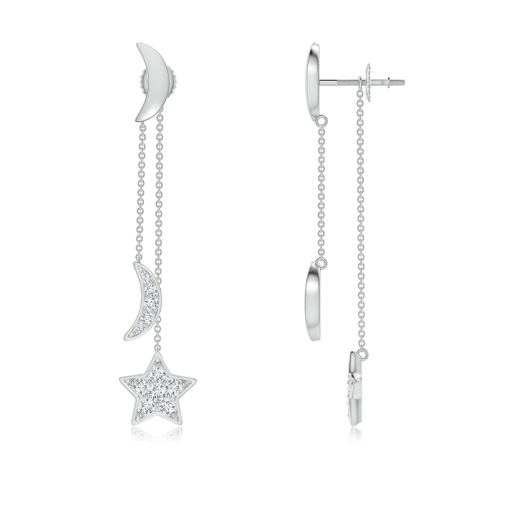 1.95mm GVS2 Pave-Set Diamond Star and Moon Front-Back Dangle Earrings in White Gold - side_1