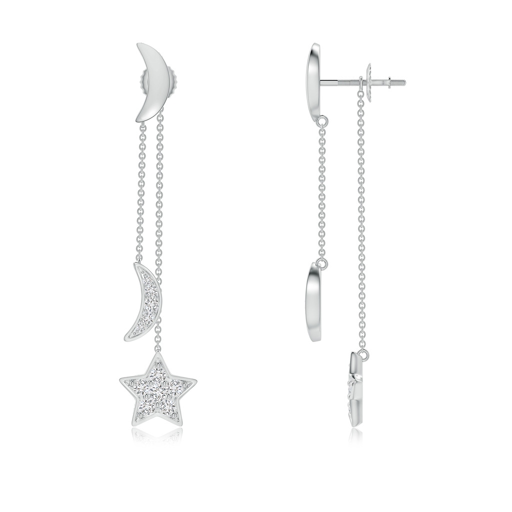 1.95mm HSI2 Pave-Set Diamond Star and Moon Front-Back Dangle Earrings in White Gold - side_1