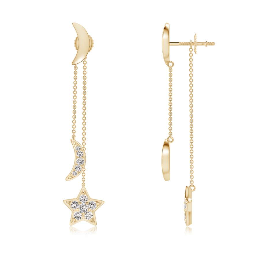 1.95mm IJI1I2 Pave-Set Diamond Star and Moon Front-Back Dangle Earrings in Yellow Gold side-1