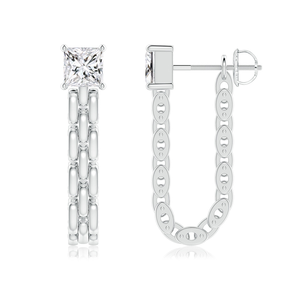 4.5mm HSI2 Princess Diamond Rectangle Link Earrings in White Gold 