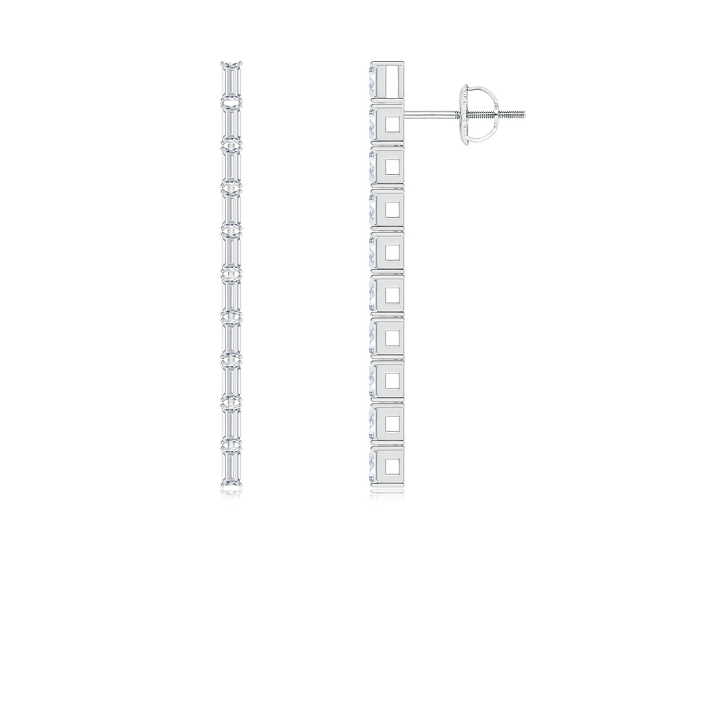 3x1.5mm GVS2 North-South Baguette Diamond Long Dangle Tennis Earrings in White Gold