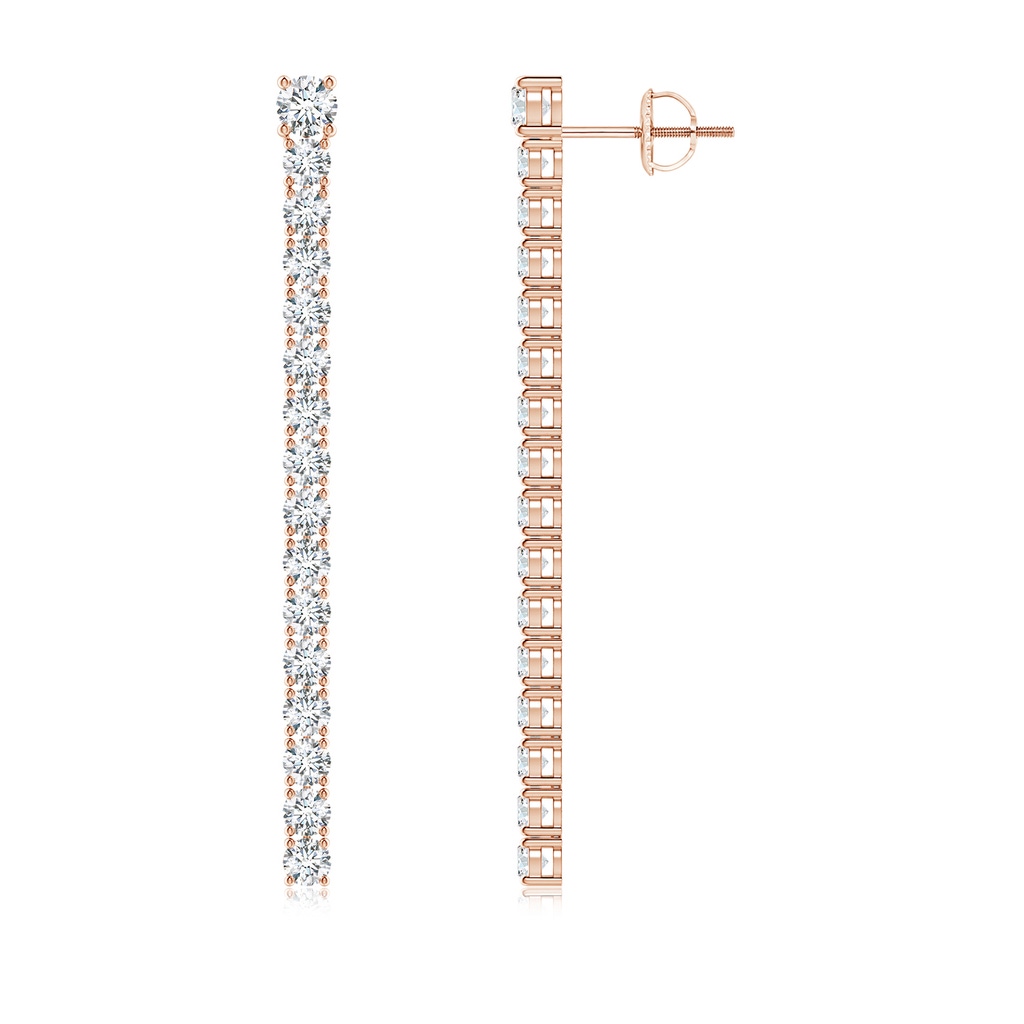 3.2mm GVS2 Single Line Diamond Dangle Earrings in Rose Gold