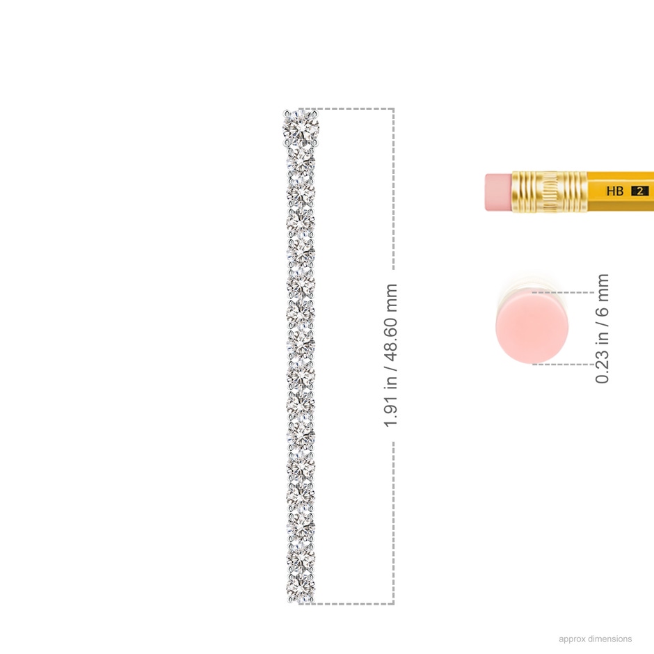 3.2mm IJI1I2 Single Line Diamond Dangle Earrings in White Gold ruler