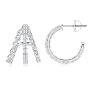 3x2mm GVS2 Graduated Multi-Shape Diamond Layered Hoop Earrings in P950 Platinum