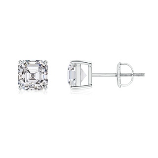 5mm HSI2 Asscher-Cut Diamond Solitaire Stud Earrings in P950 Platinum