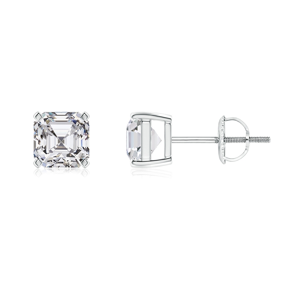 5mm HSI2 Asscher-Cut Diamond Solitaire Stud Earrings in P950 Platinum 