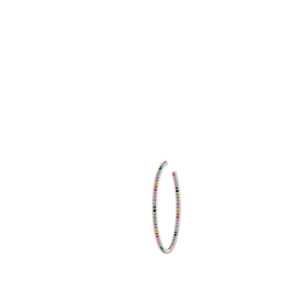 2mm AAA Spectra Round Multi-Sapphire Inside-Out Hoop Earrings in White Gold Body-Ear