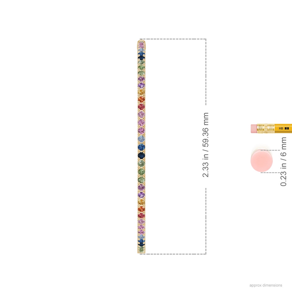2mm AAA Spectra Round Multi-Sapphire Inside-Out Hoop Earrings in Yellow Gold ruler
