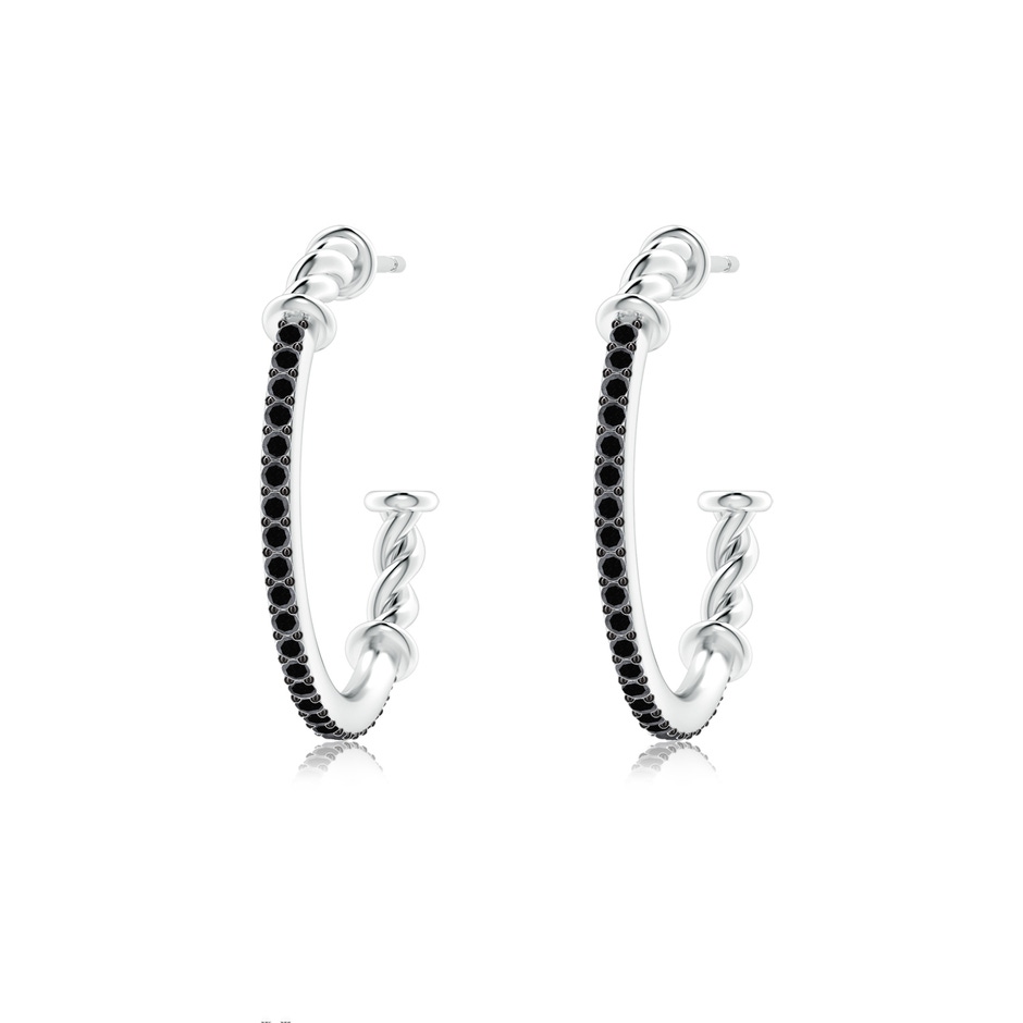 1.15mm A Prong-Set Round Black Diamond Twisted Wire Hoop Earrings in White Gold 