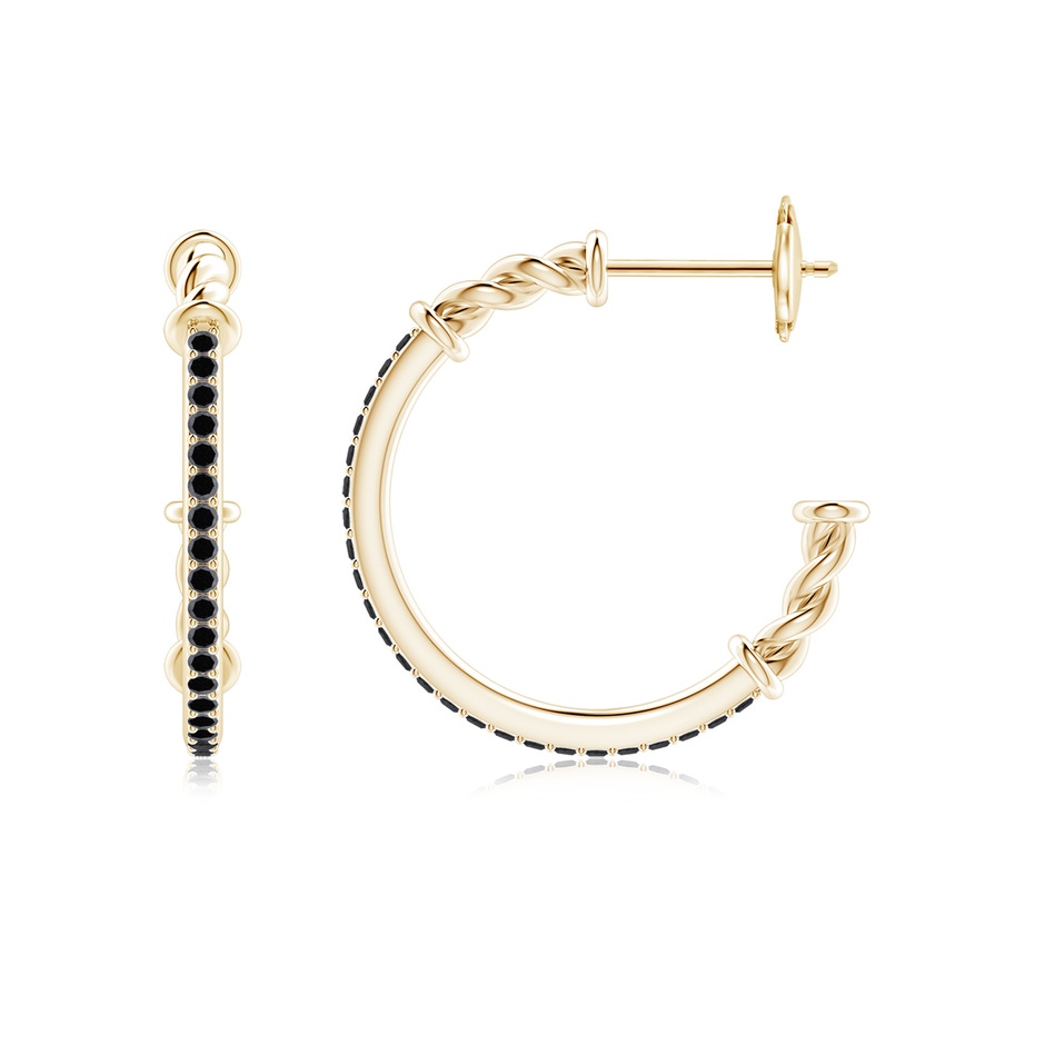 1.15mm A Prong-Set Round Black Diamond Twisted Wire Hoop Earrings in Yellow Gold side 199