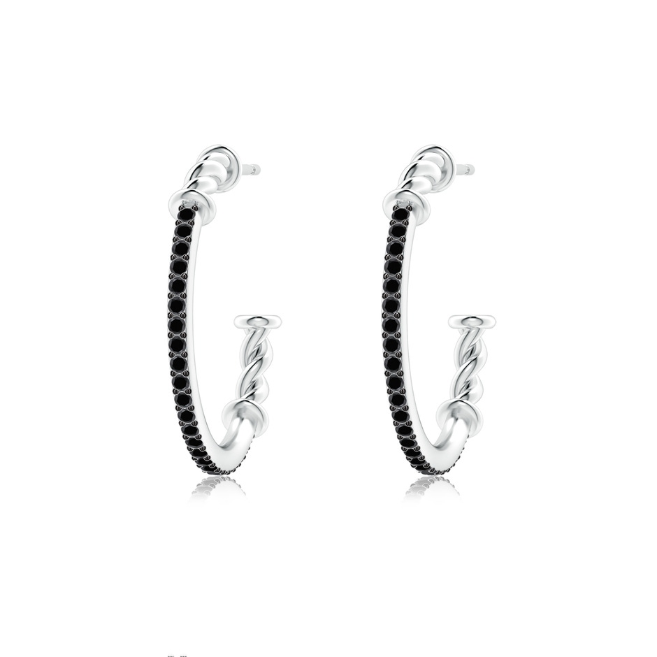 1.15mm AA Prong-Set Round Black Diamond Twisted Wire Hoop Earrings in White Gold 