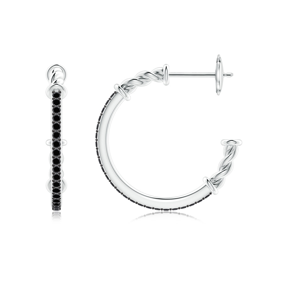 1.15mm AA Prong-Set Round Black Diamond Twisted Wire Hoop Earrings in White Gold side 199