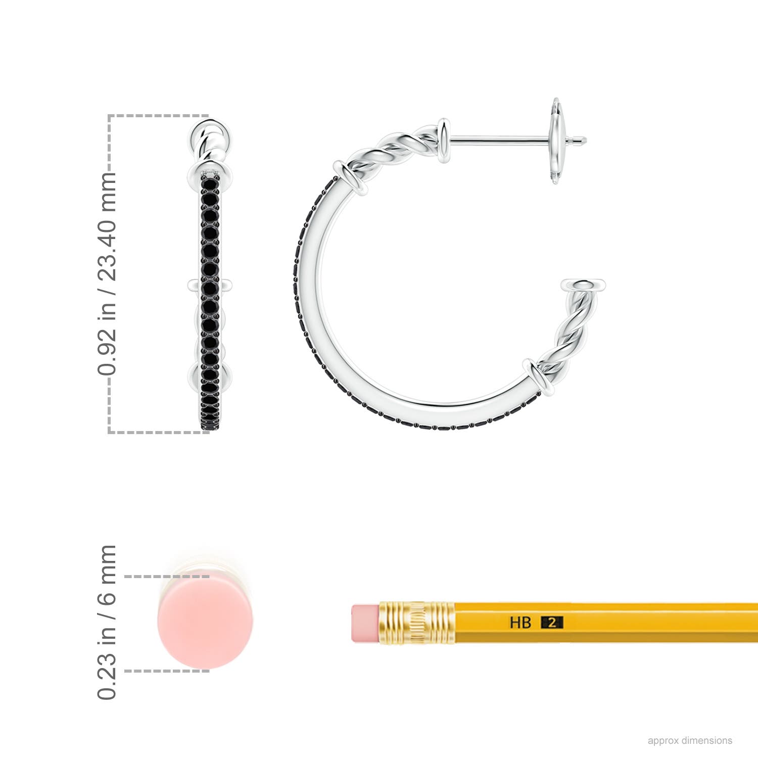【BLACKPURPLE】23FW★ Eldora two-way earrings S Prong-Set Round Enhanced Black Diamond Twisted Wire Hoop