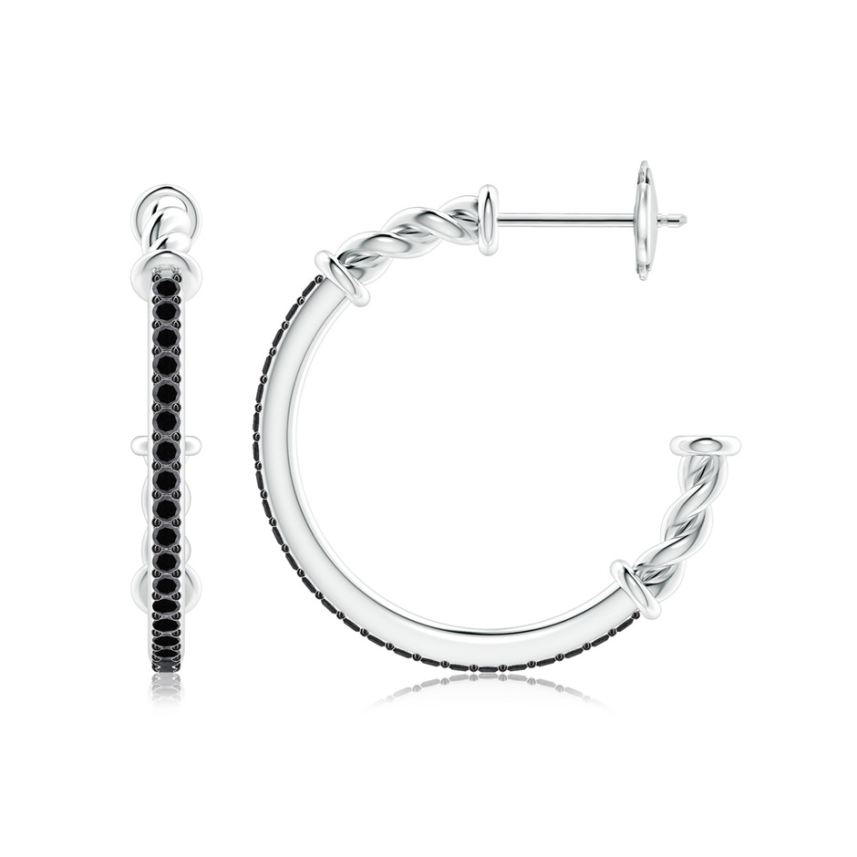 1.3mm A Prong-Set Round Black Diamond Twisted Wire Hoop Earrings in White Gold side 199