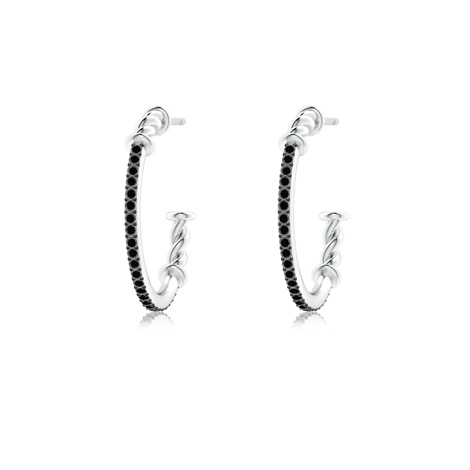 1mm A Prong-Set Round Black Diamond Twisted Wire Hoop Earrings in White Gold 