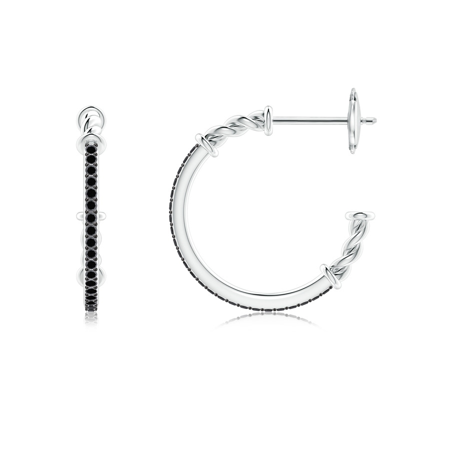 1mm A Prong-Set Round Black Diamond Twisted Wire Hoop Earrings in White Gold side 199