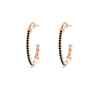 1mm AA Prong-Set Round Black Diamond Twisted Wire Hoop Earrings in Rose Gold