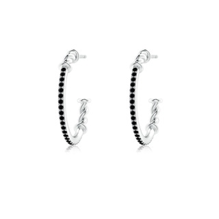 1mm AA Prong-Set Round Black Diamond Twisted Wire Hoop Earrings in S999 Silver