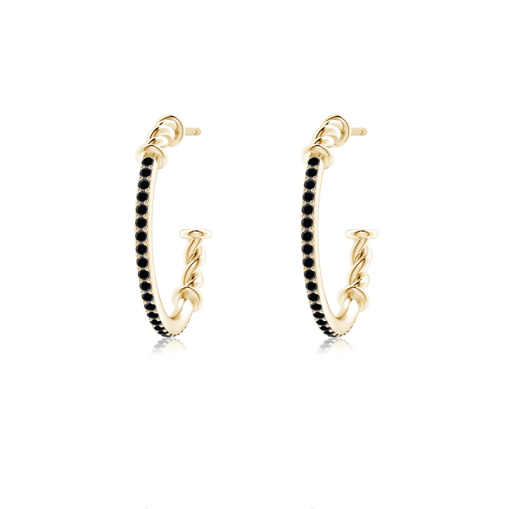 1mm AA Prong-Set Round Black Diamond Twisted Wire Hoop Earrings in Yellow Gold