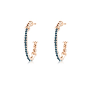 1mm AAA Prong-Set Round Blue Diamond Twisted Wire Hoop Earrings in Rose Gold