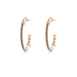 1mm AAA Prong-Set Round Coffee Diamond Twisted Wire Hoop Earrings in Rose Gold