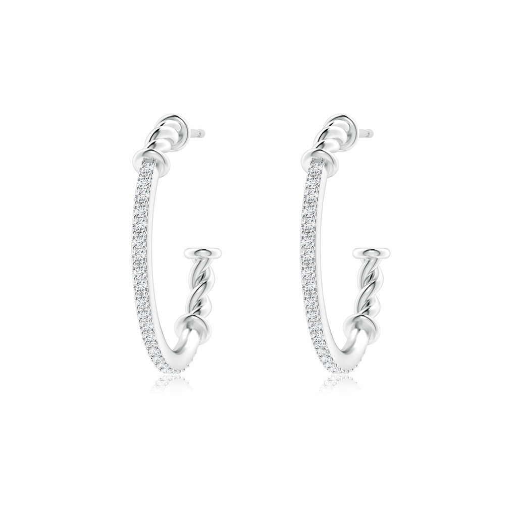 1.15mm GVS2 Prong-Set Round Diamond Twisted Wire Hoop Earrings in White Gold