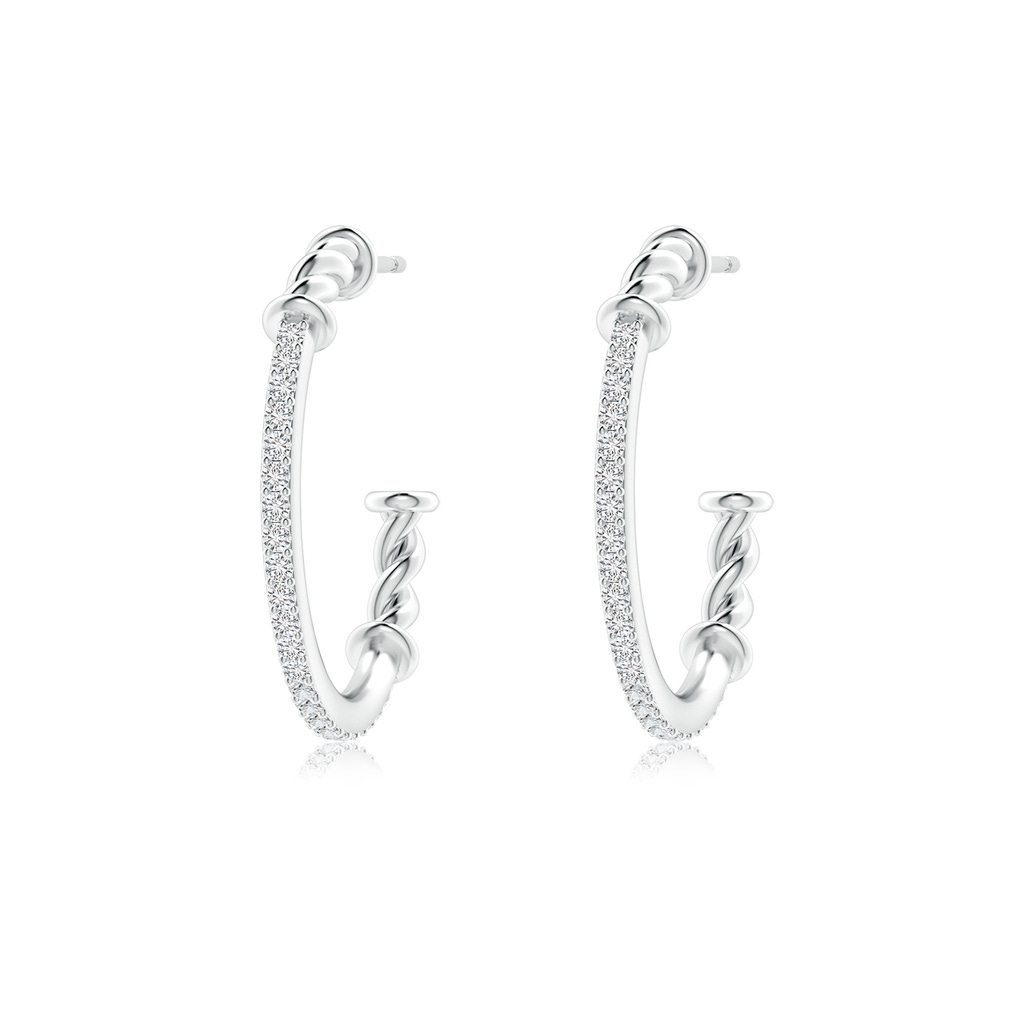1.15mm HSI2 Prong-Set Round Diamond Twisted Wire Hoop Earrings in White Gold