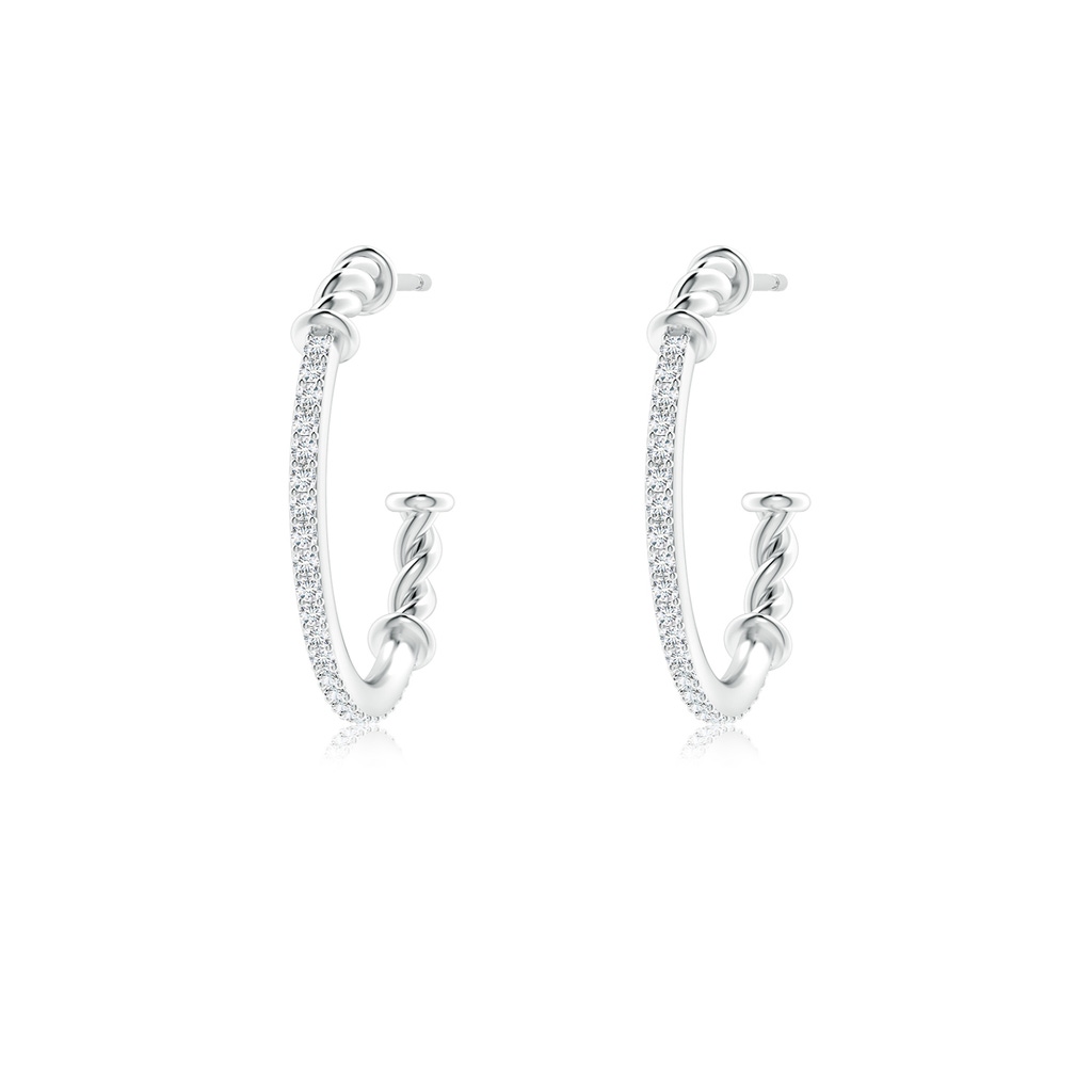 1mm GVS2 Prong-Set Round Diamond Twisted Wire Hoop Earrings in S999 Silver
