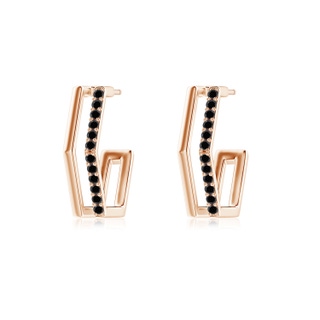 1.15mm AA Alternating Black Diamond Hexagonal Double Hoop Earrings in Rose Gold