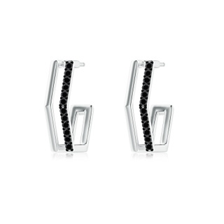 1.15mm AA Alternating Black Diamond Hexagonal Double Hoop Earrings in White Gold