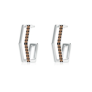 1.15mm AAA Alternating Coffee Diamond Hexagonal Double Hoop Earrings in White Gold