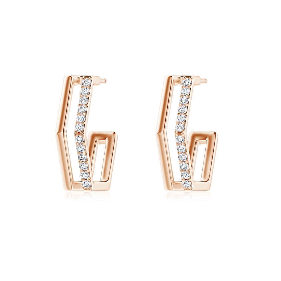 1.15mm GVS2 Alternating Diamond Hexagonal Double Hoop Earrings in Rose Gold 