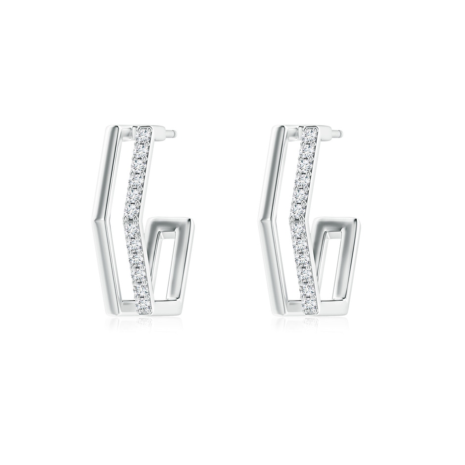 1.15mm GVS2 Alternating Diamond Hexagonal Double Hoop Earrings in S999 Silver 