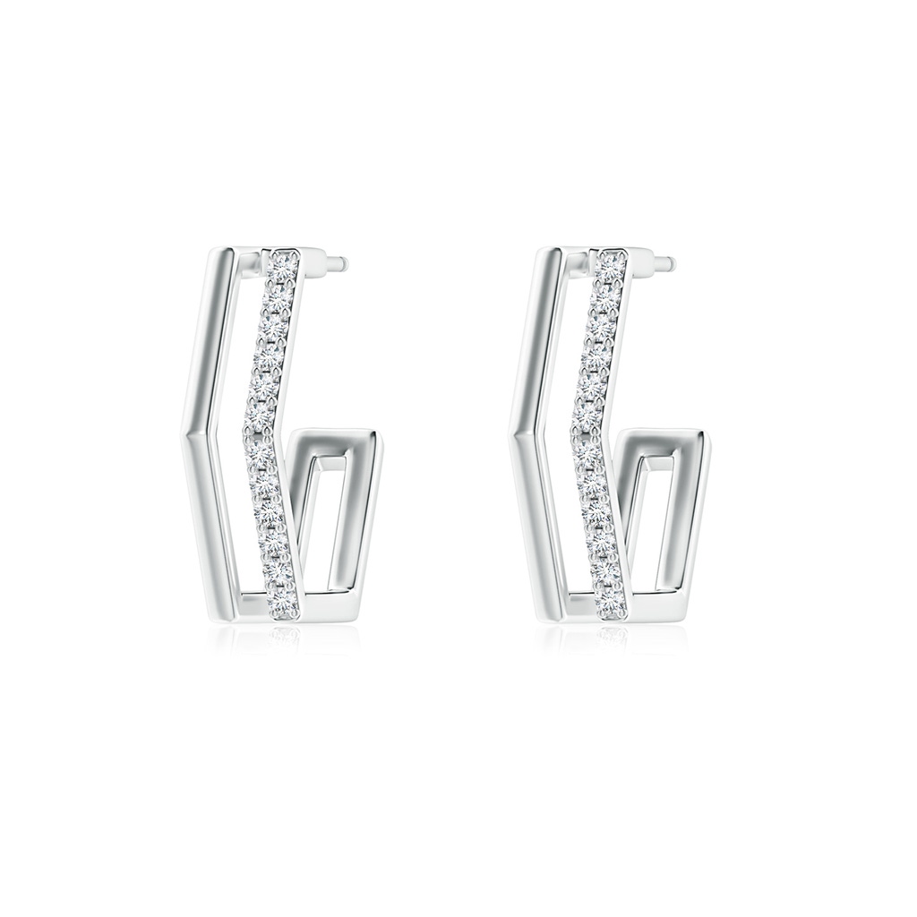 1.15mm GVS2 Alternating Diamond Hexagonal Double Hoop Earrings in White Gold