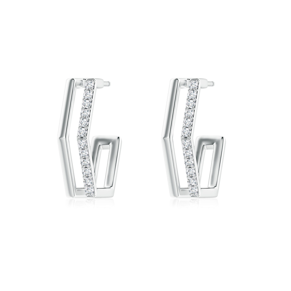 1.15mm GVS2 Alternating Diamond Hexagonal Double Hoop Earrings in White Gold 