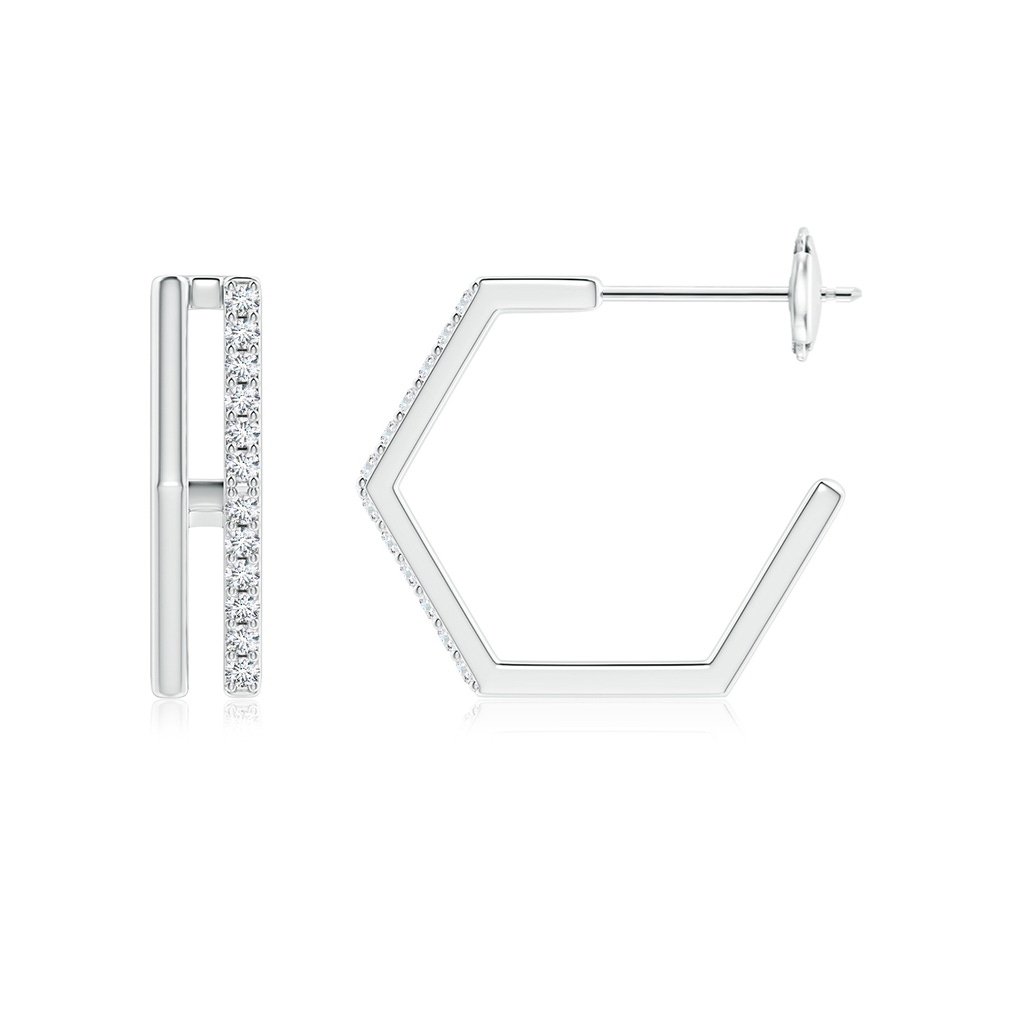 1.15mm GVS2 Alternating Diamond Hexagonal Double Hoop Earrings in White Gold - side 199