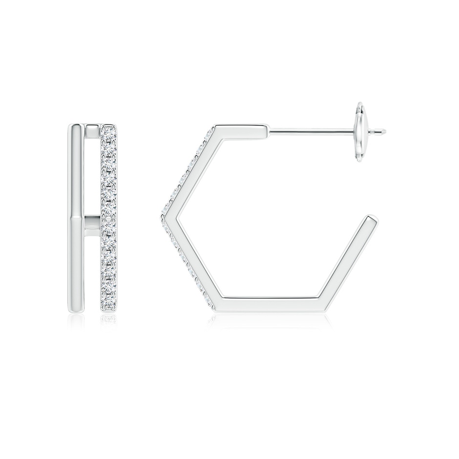 1.15mm GVS2 Alternating Diamond Hexagonal Double Hoop Earrings in White Gold side 199