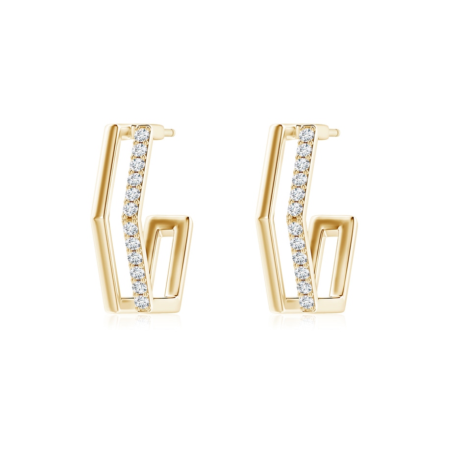 1.15mm GVS2 Alternating Diamond Hexagonal Double Hoop Earrings in Yellow Gold 