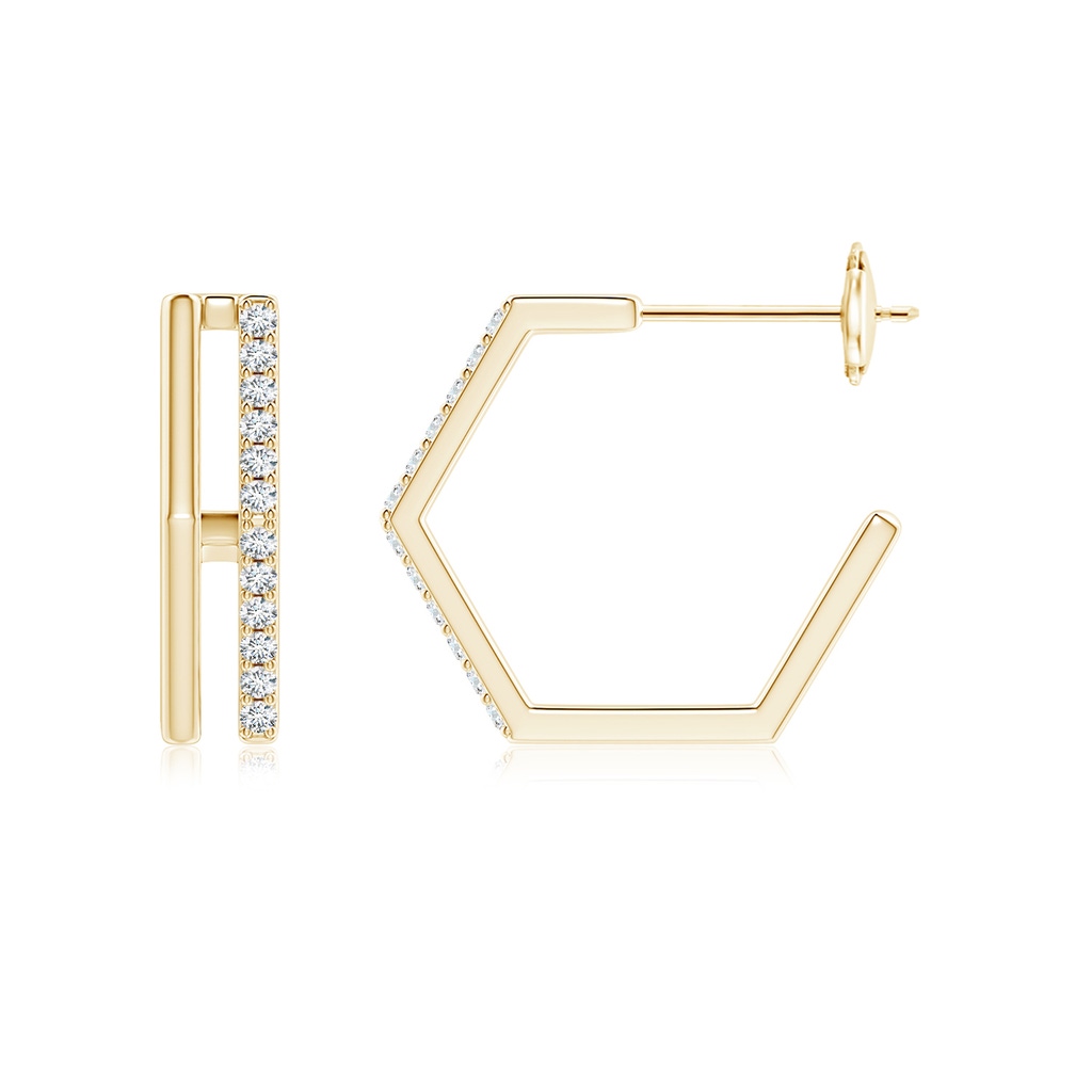 1.15mm GVS2 Alternating Diamond Hexagonal Double Hoop Earrings in Yellow Gold - side 199