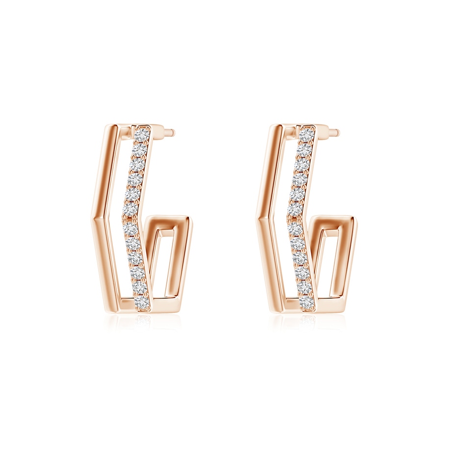 1.15mm HSI2 Alternating Diamond Hexagonal Double Hoop Earrings in Rose Gold 