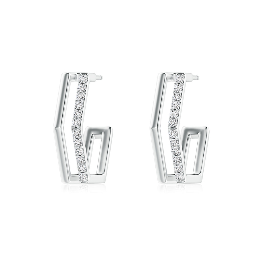 1.15mm HSI2 Alternating Diamond Hexagonal Double Hoop Earrings in White Gold 