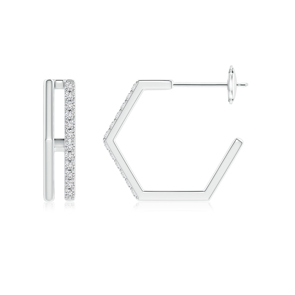 1.15mm HSI2 Alternating Diamond Hexagonal Double Hoop Earrings in White Gold side 199