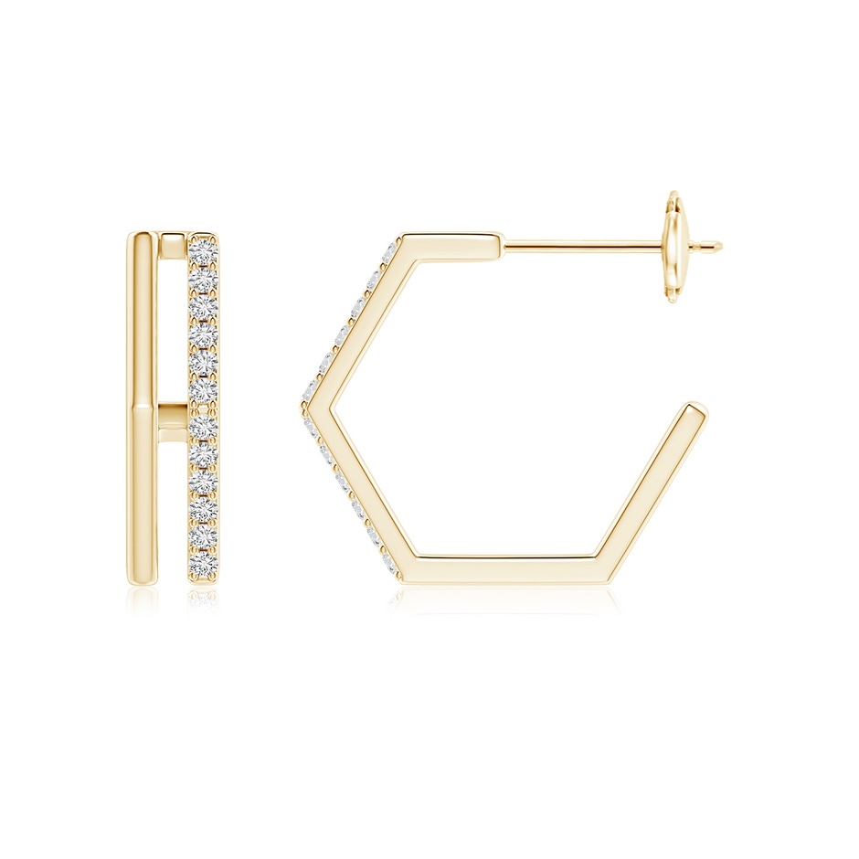 1.15mm HSI2 Alternating Diamond Hexagonal Double Hoop Earrings in Yellow Gold side 199